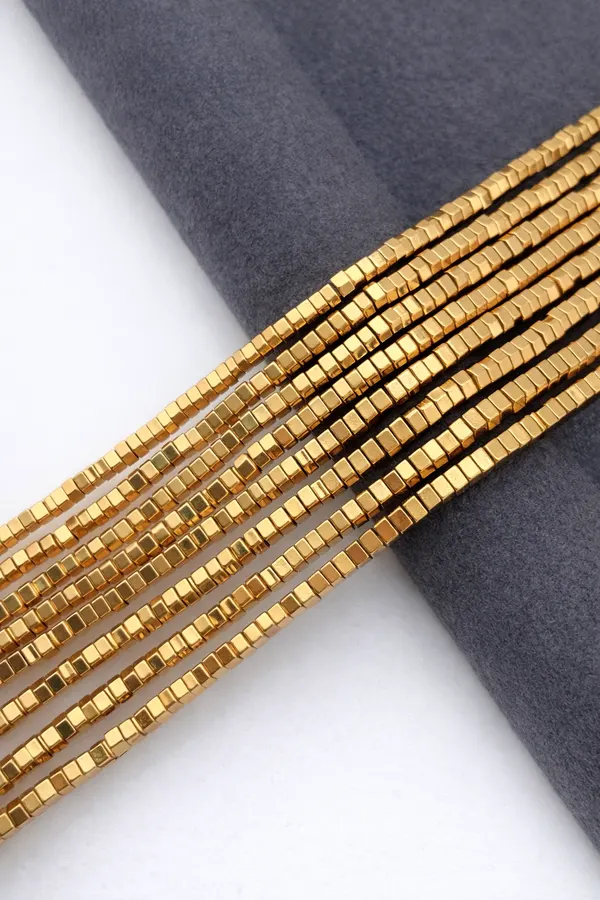 Гематит "Плоский квадрат" золотой - фото 3