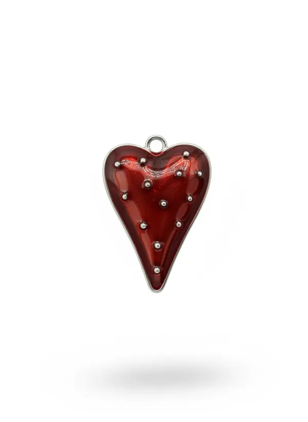 Подвеска красное сердце с точками silver