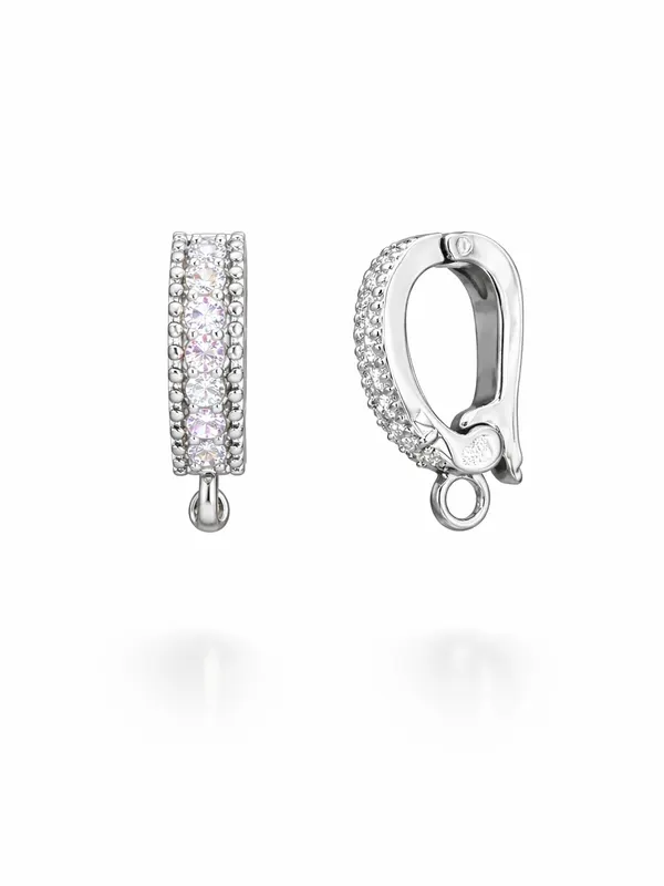 Бейл разъемный с фианитами 12мм серебро/золото