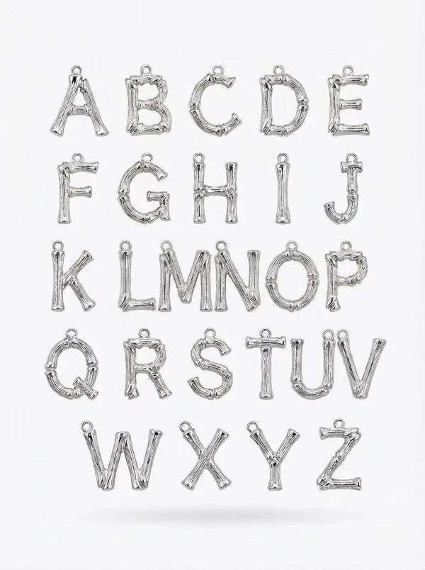 Подвеска в виде букв ребристые цвет серебро A-Z