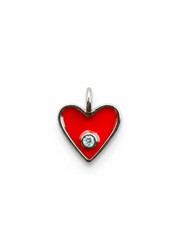 Подвеска красное сердце с фианитом silver mini