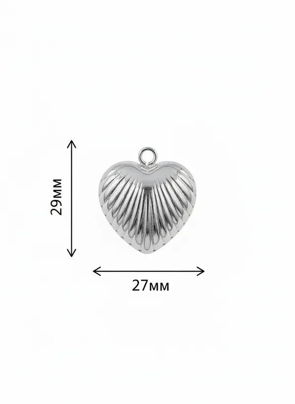 Подвеска объемное сердце silver big - фото 4