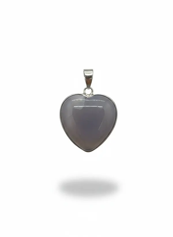 Подвеска серое сердце агат