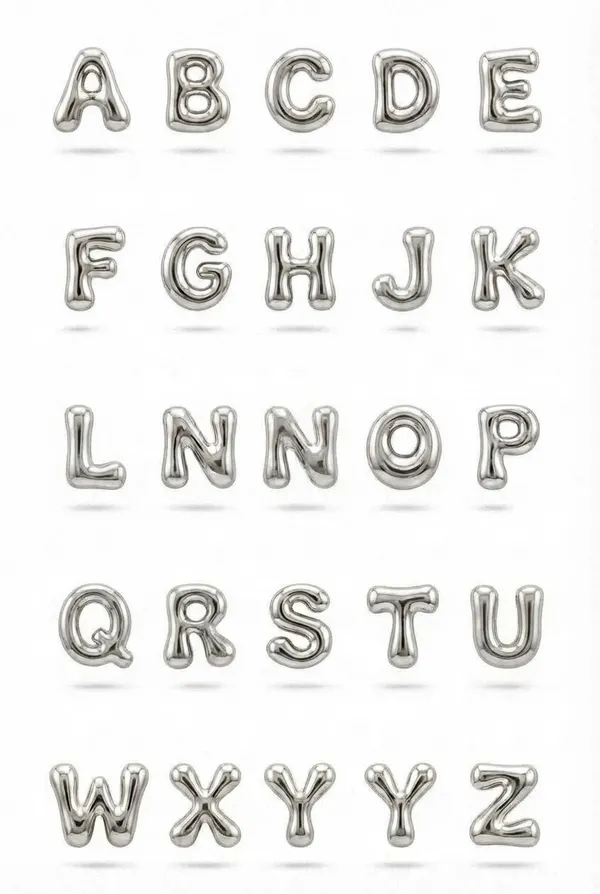 Подвеска в виде букв волнистые цвет серебро A-Z - фото 2
